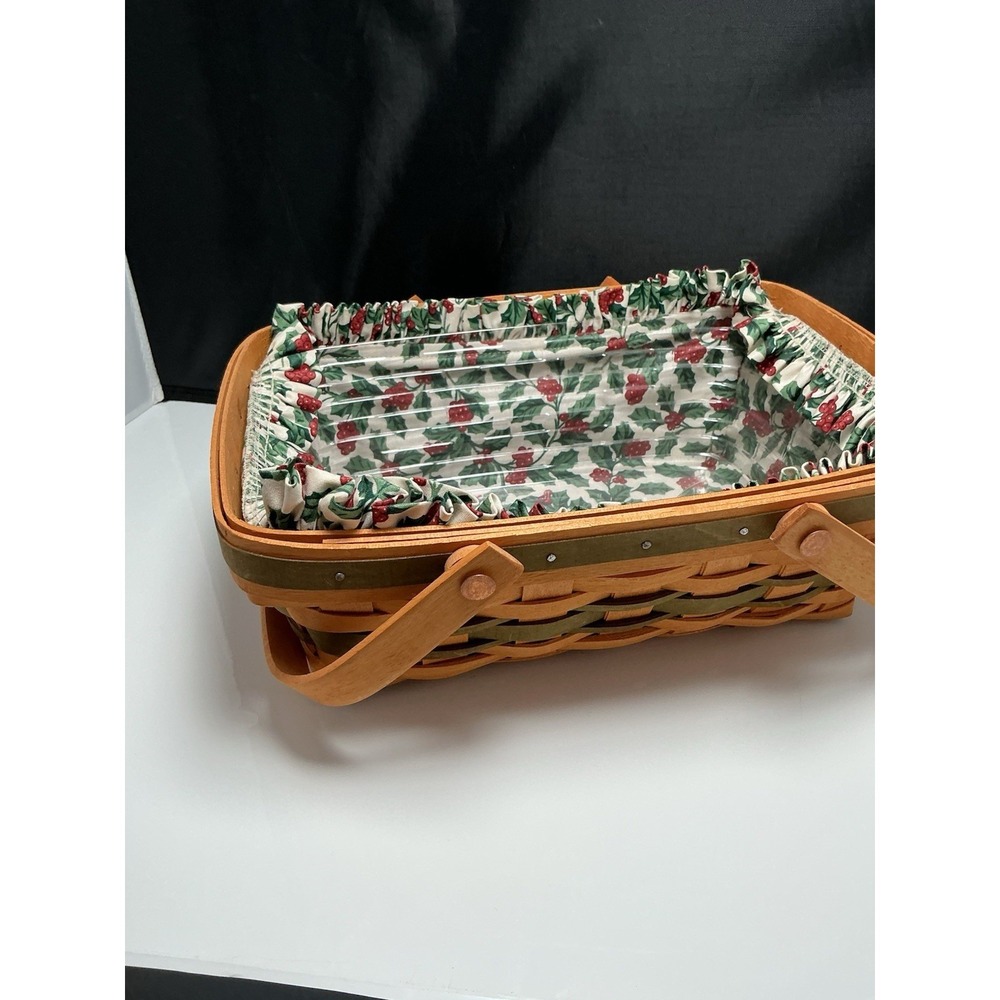 Longaberger 1996 Edition Holiday Cheer Basket Liner & Protector Swing Handles - Picture 5 of 12